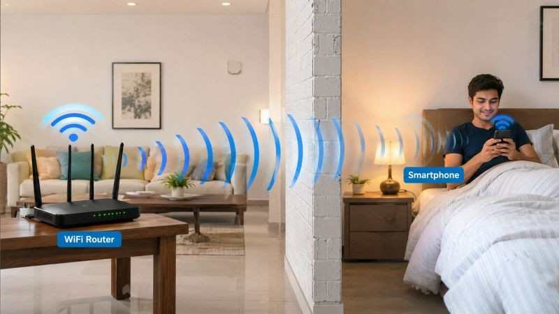 📡 WiFi भिंतीतून कसं जातं? घराच्या भिंतीमागे लपलेलं रेडिओ विज्ञान! wifi post image